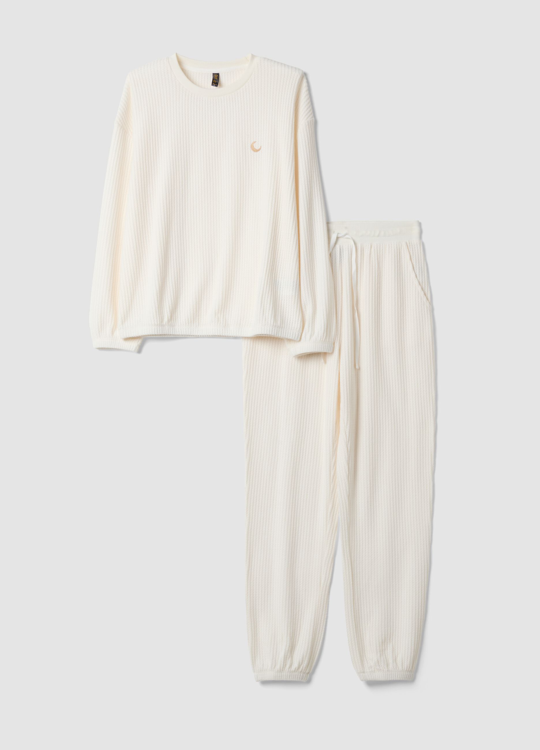Pigiama bianco in jersey di viscosa elasticizzata regular fit