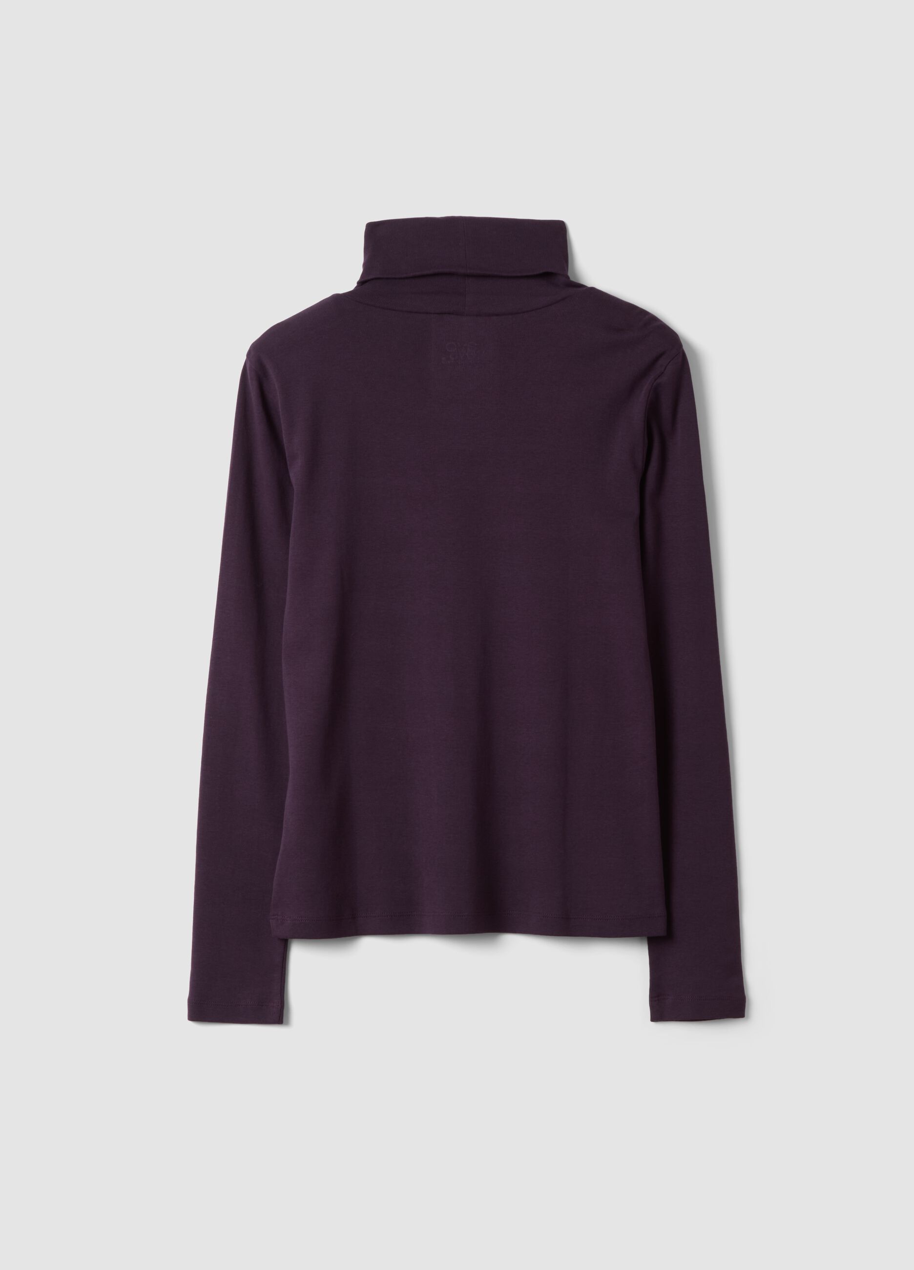 Purple pure cotton long-sleeve crew-neck top
