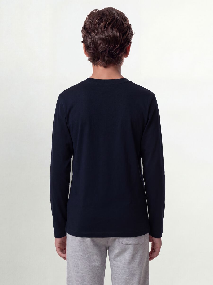 Blue long-sleeved pure organic cotton regular fit T-shirt for boys_2