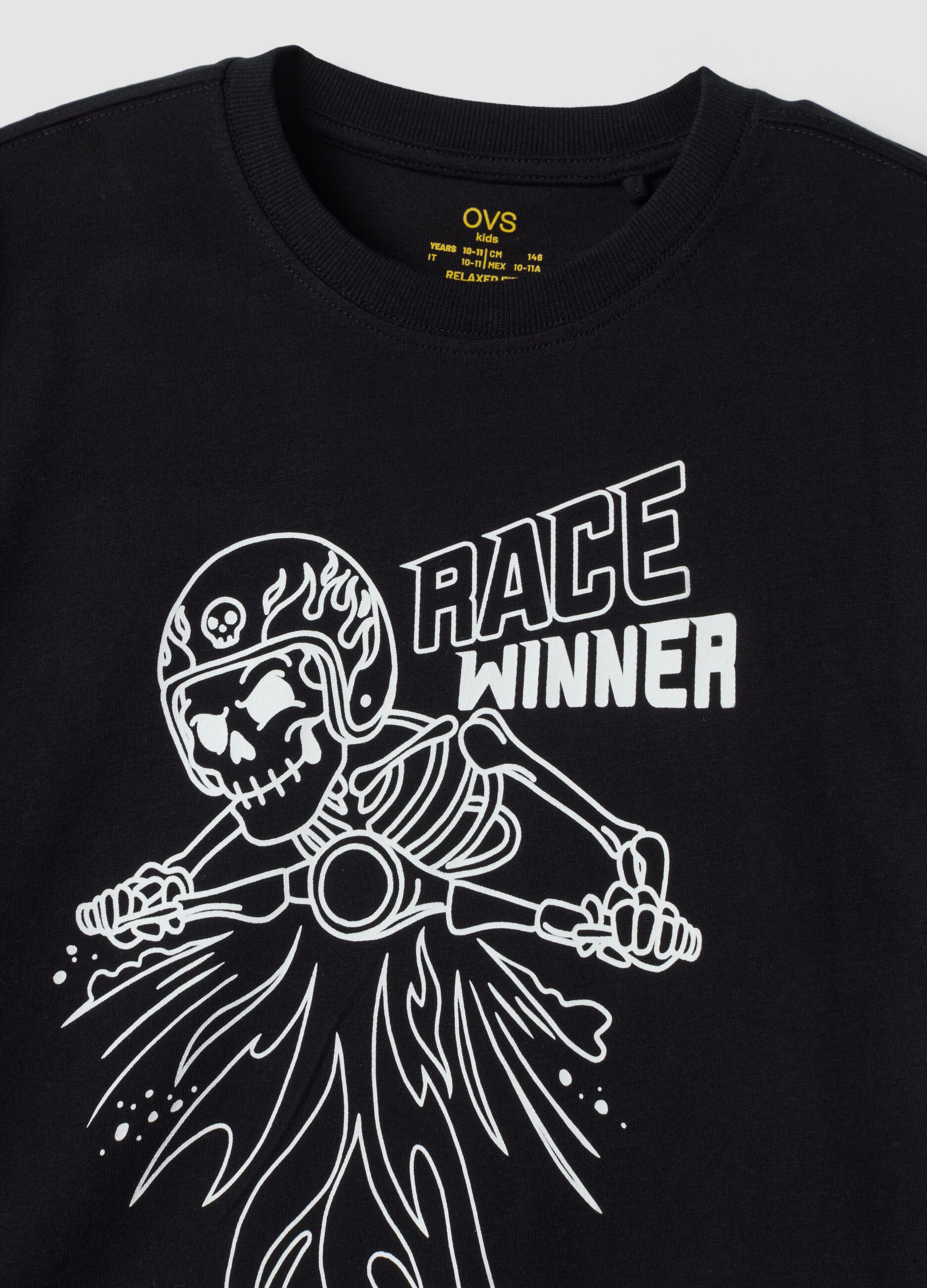 Black organic cotton crew-neck T-shirt