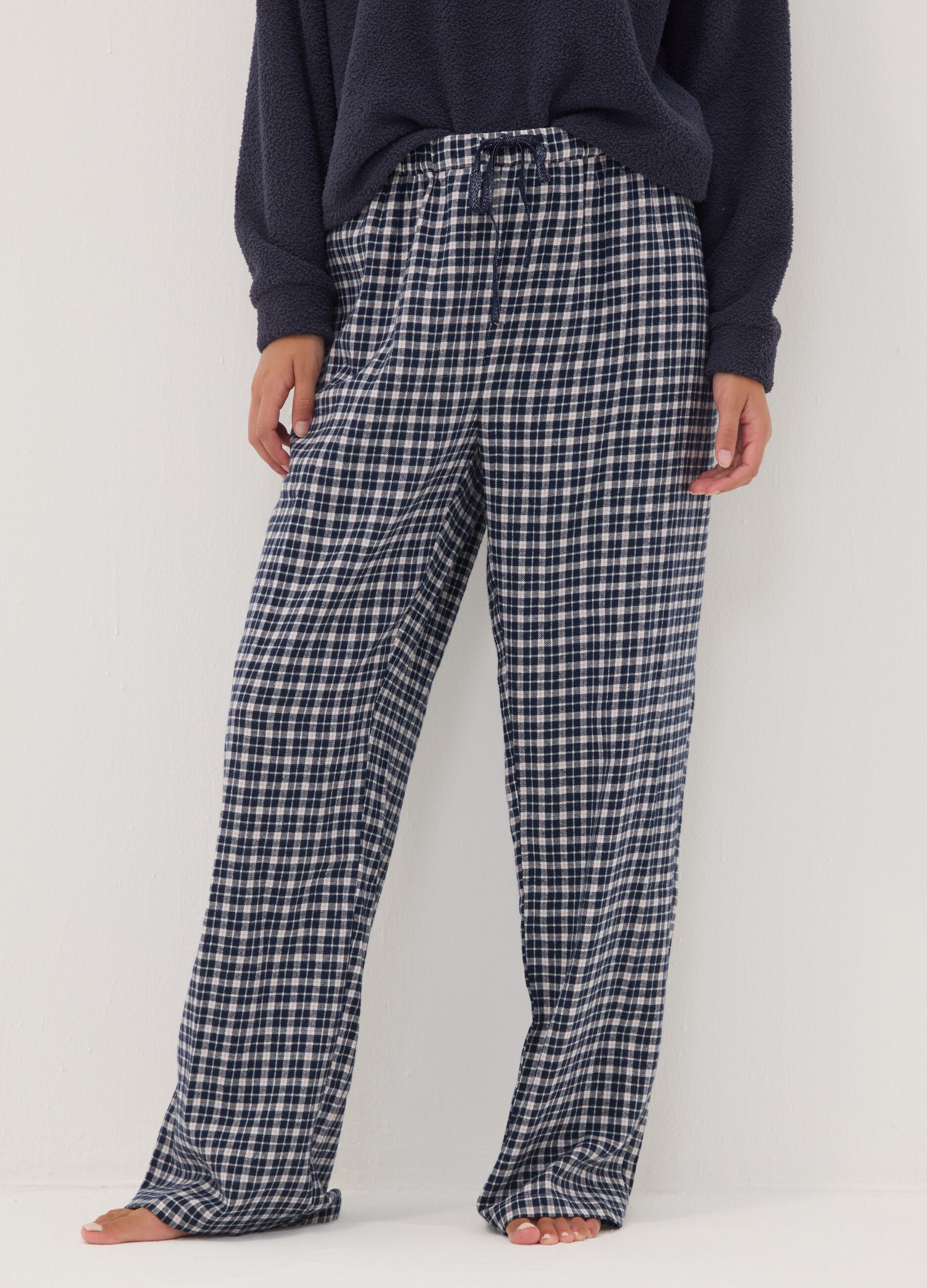 Multicolour check organic cotton pyjama trousers