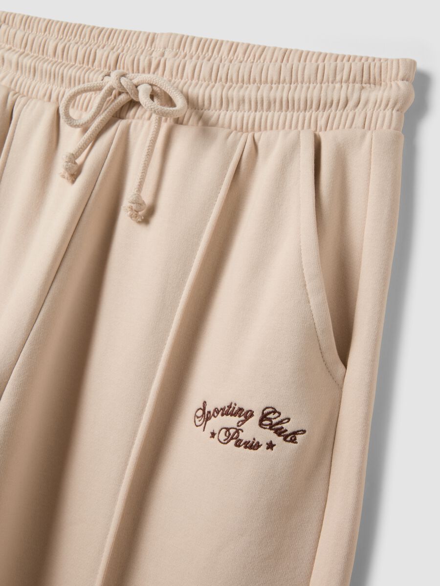 Beige cotton-blend straight-fit joggers_1