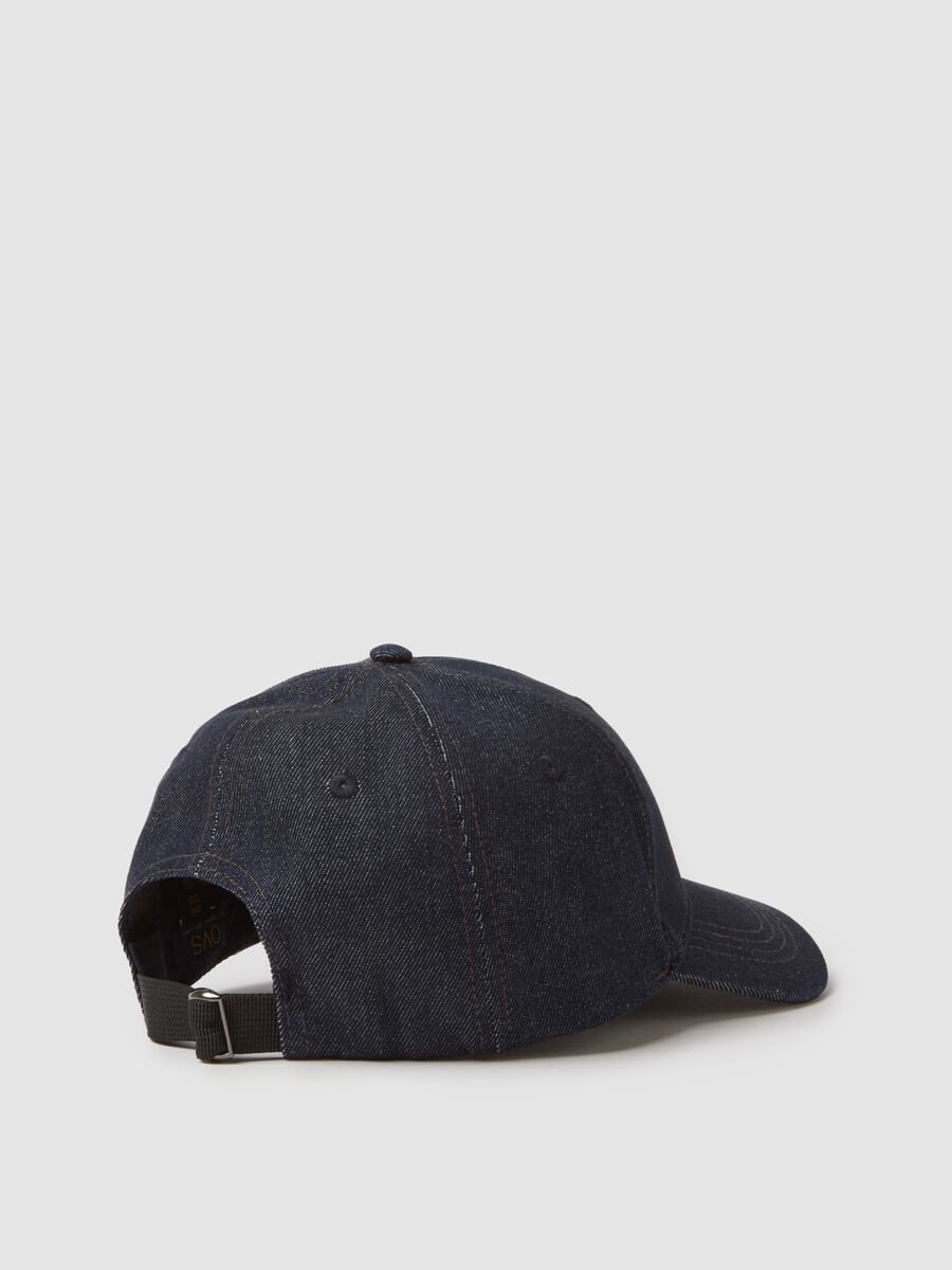 Pure denim blue cotton baseball cap_1