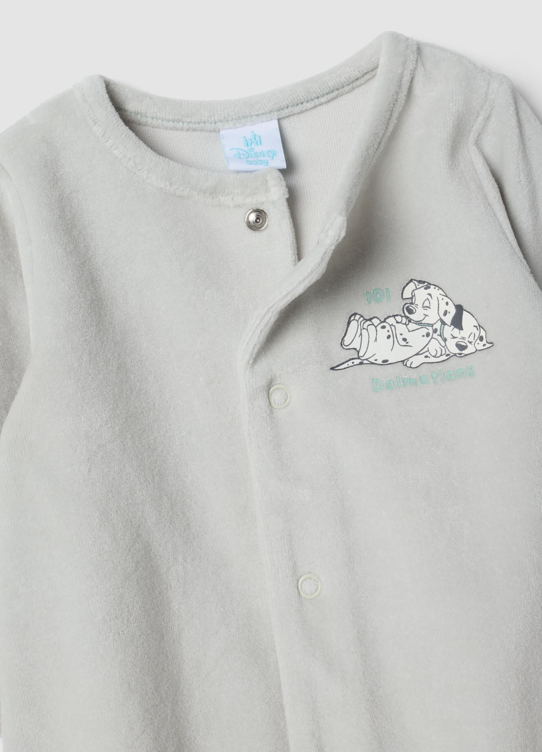 2-pack grey and white cotton-blend sleepsuits with 101 Dalmatians print