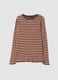 Brown striped pure cotton ribbed regular-fit T-shirt_0
