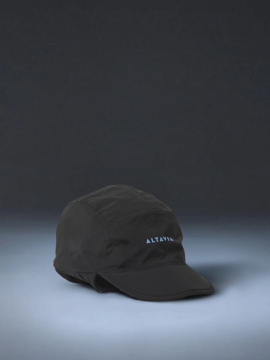 Black aviator cap in breathable stretch fabric ALTAVIA WITH DEBORAH COMPAGNONI_0