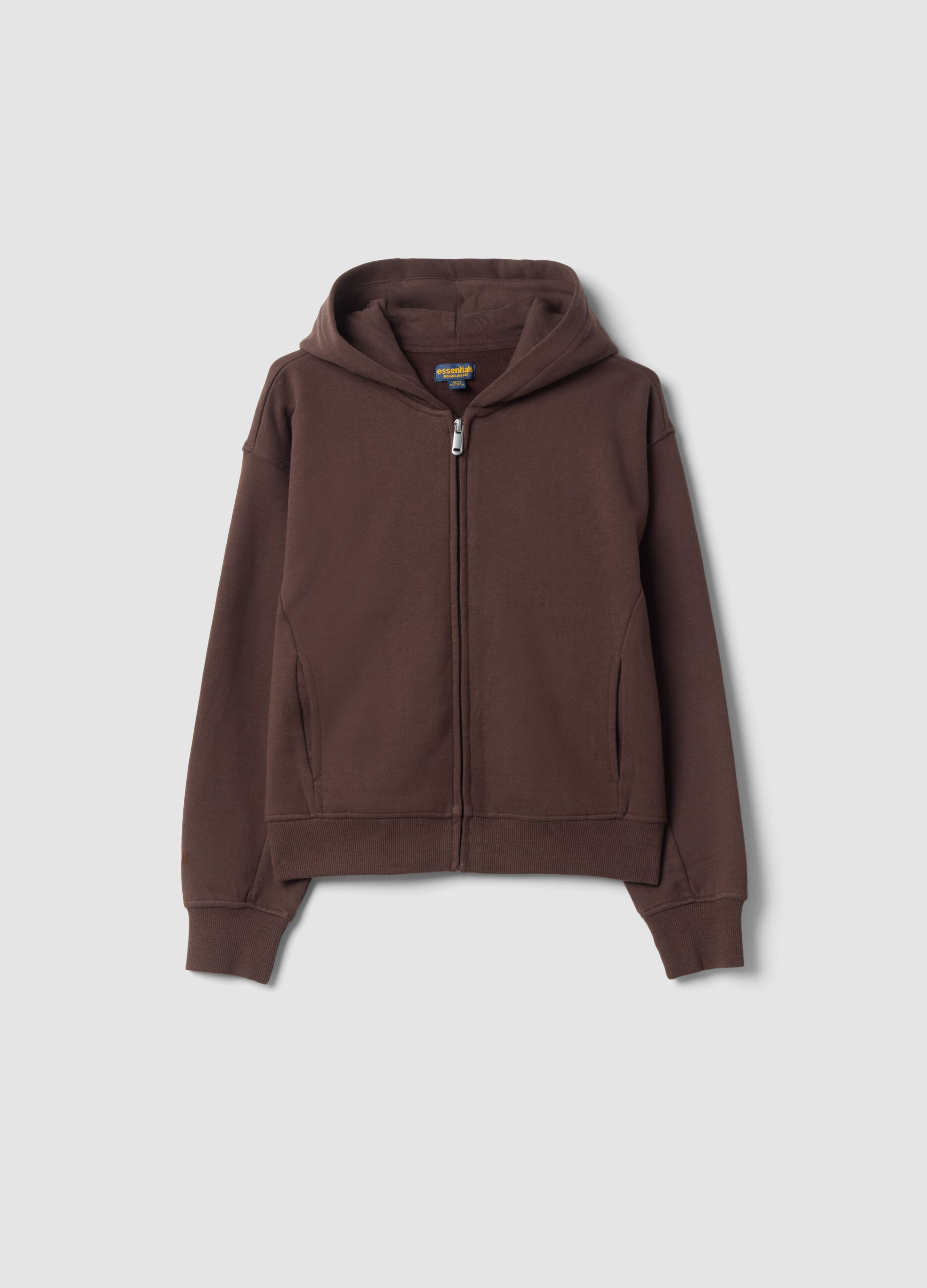 Dark brown pure organic cotton crew-neck sweatshirt