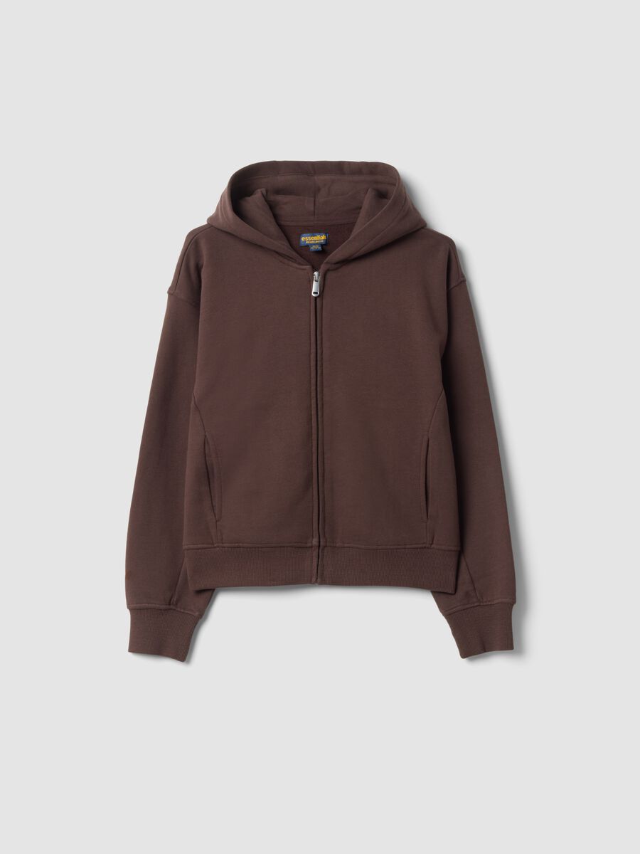 Dark brown pure organic cotton crew-neck sweatshirt_0