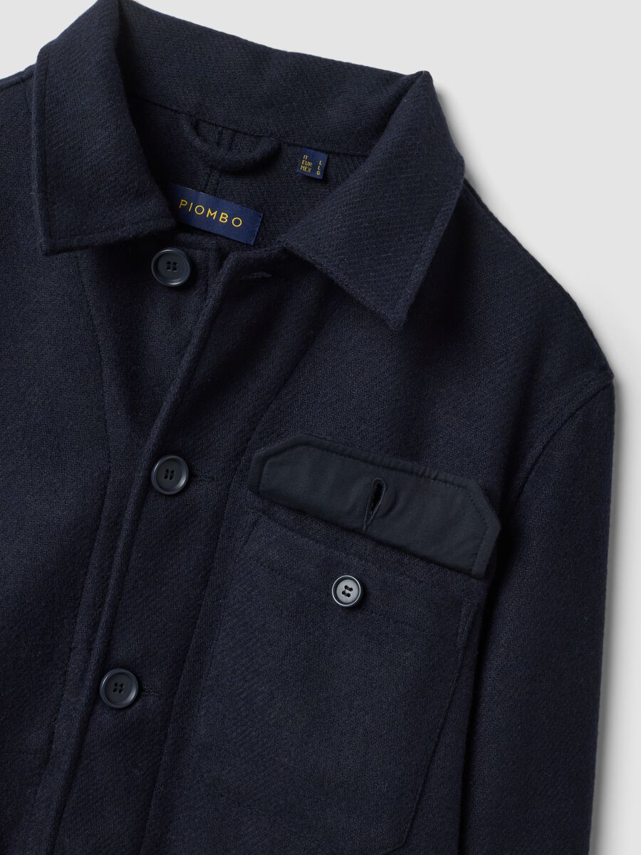 Blue wool-blend shacket with buttons and four pockets_1