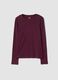 Purple crew-neck pure cotton T-shirt with rhinestones, regular fit_0