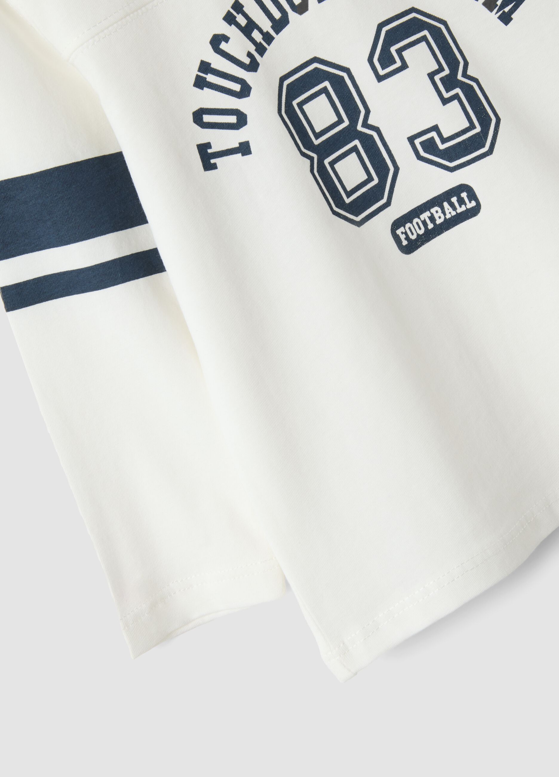 White organic cotton crew-neck T-shirt for baby boy