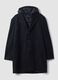 Navy blue wool-blend coat with detachable hood_0