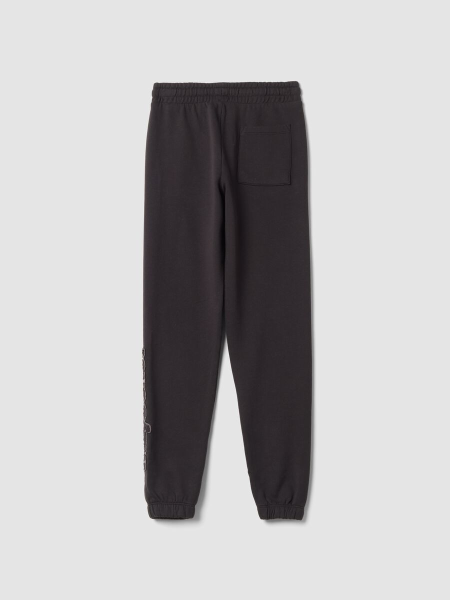 Grey fleece joggers in pure cotton, comfort fit_2