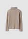 Maglia beige in misto viscosa a costine con girocollo_6