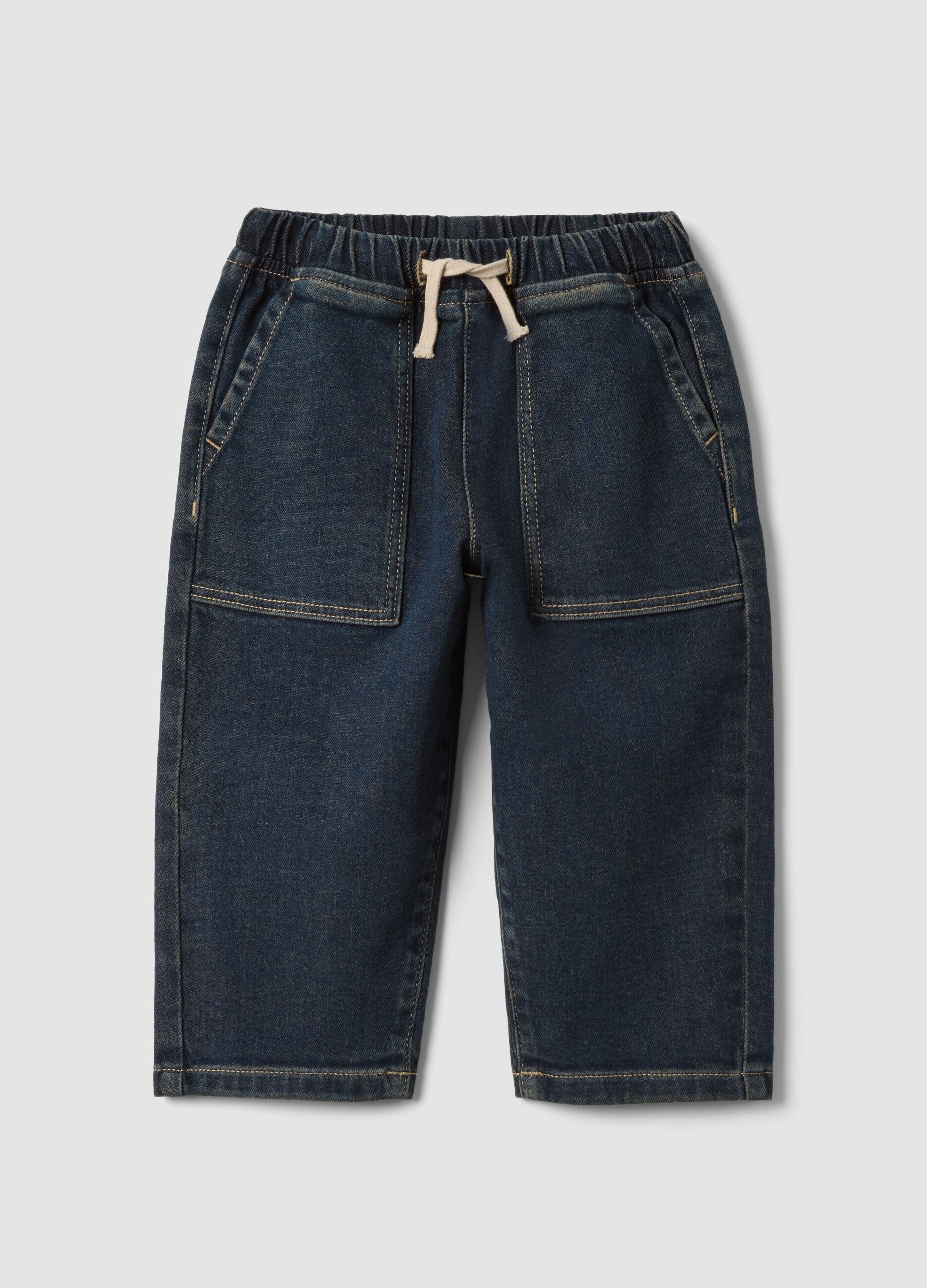Pantaloni blu in cotone elasticizzato balloon fit