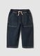 Pantaloni blu in cotone elasticizzato balloon fit_0
