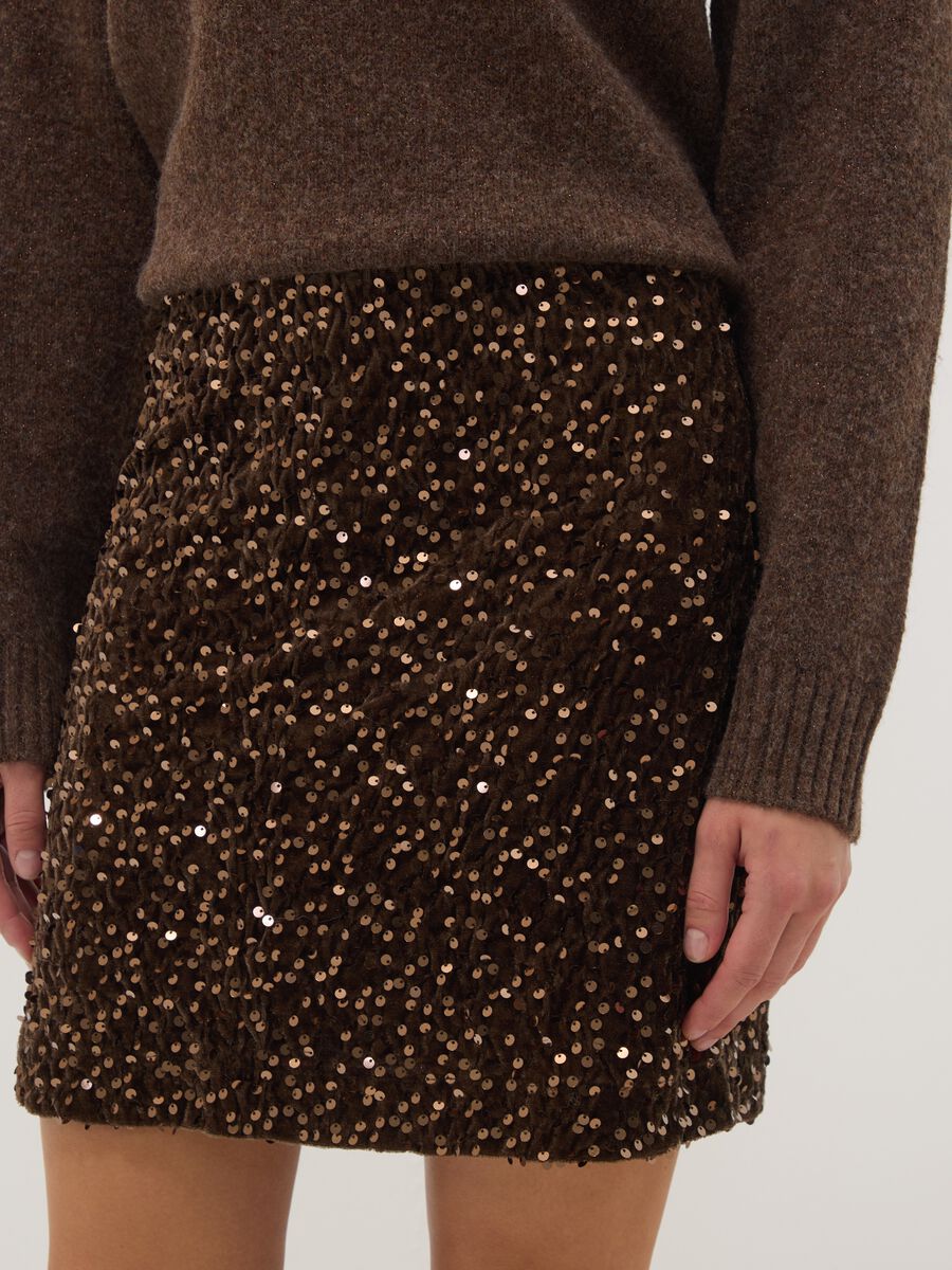 Short light-brown sequin skirt_3