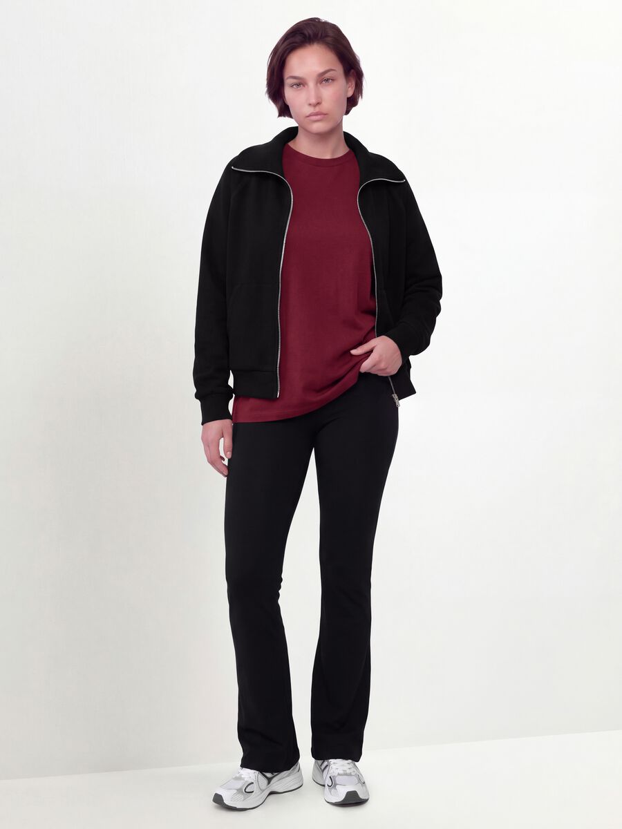 Black stretch viscose hoodie with turtleneck collar, regular fit_1