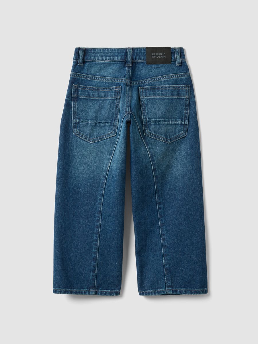 Blue pure cotton baggy-fit jeans for boys_1