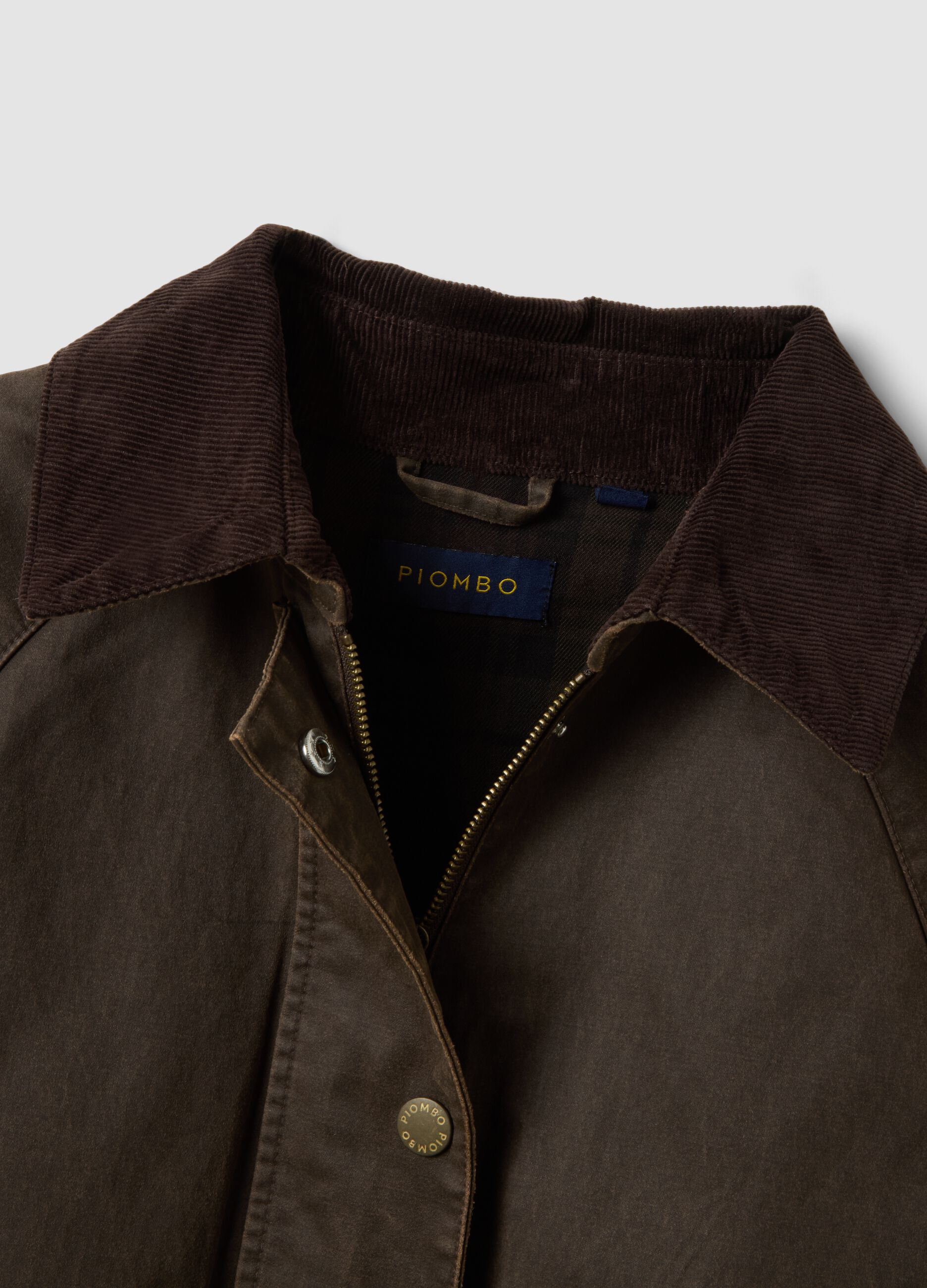 Brown cotton-blend parka with velvet collar