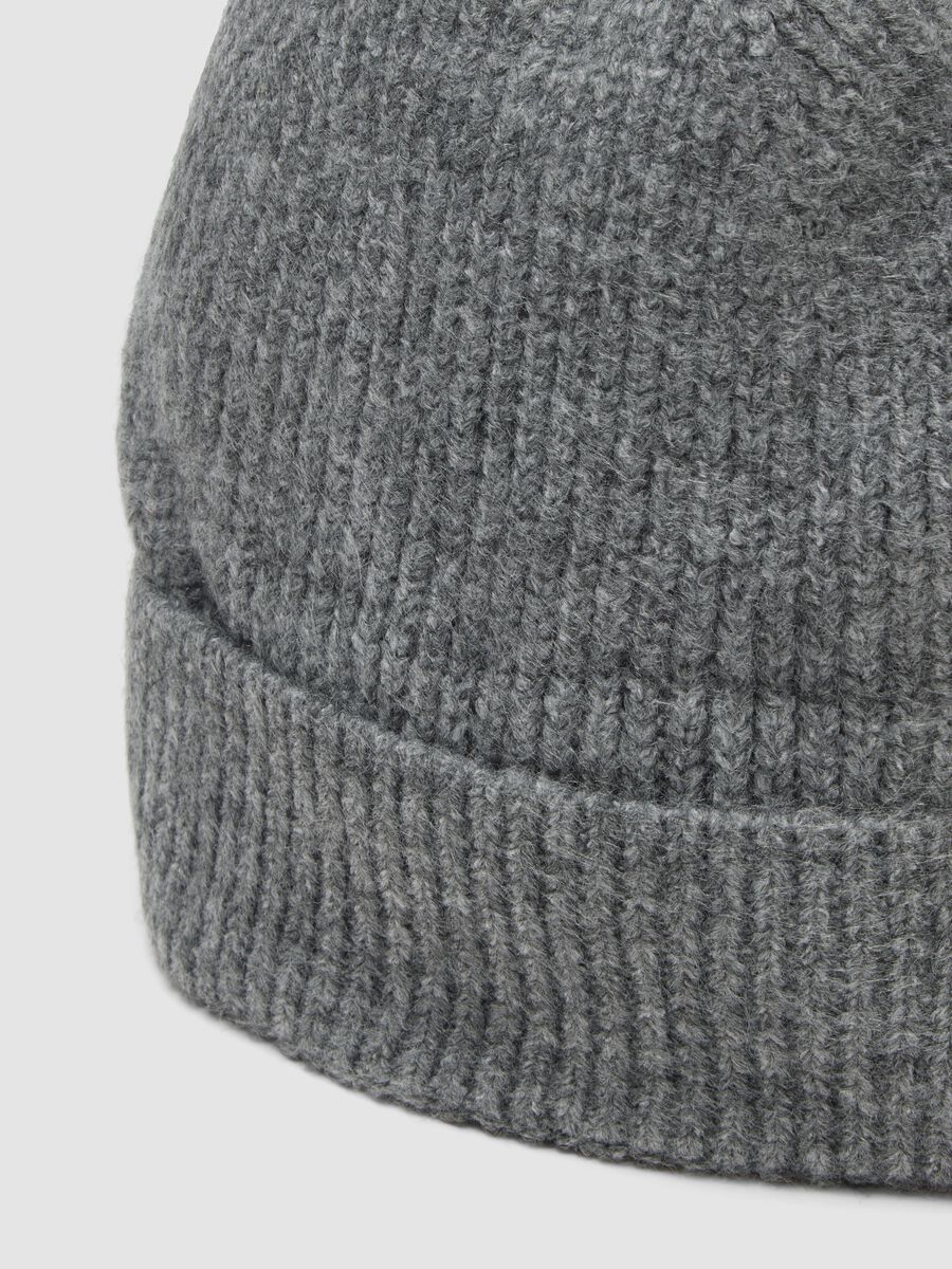 Grey marl stretch-fabric beanie_2