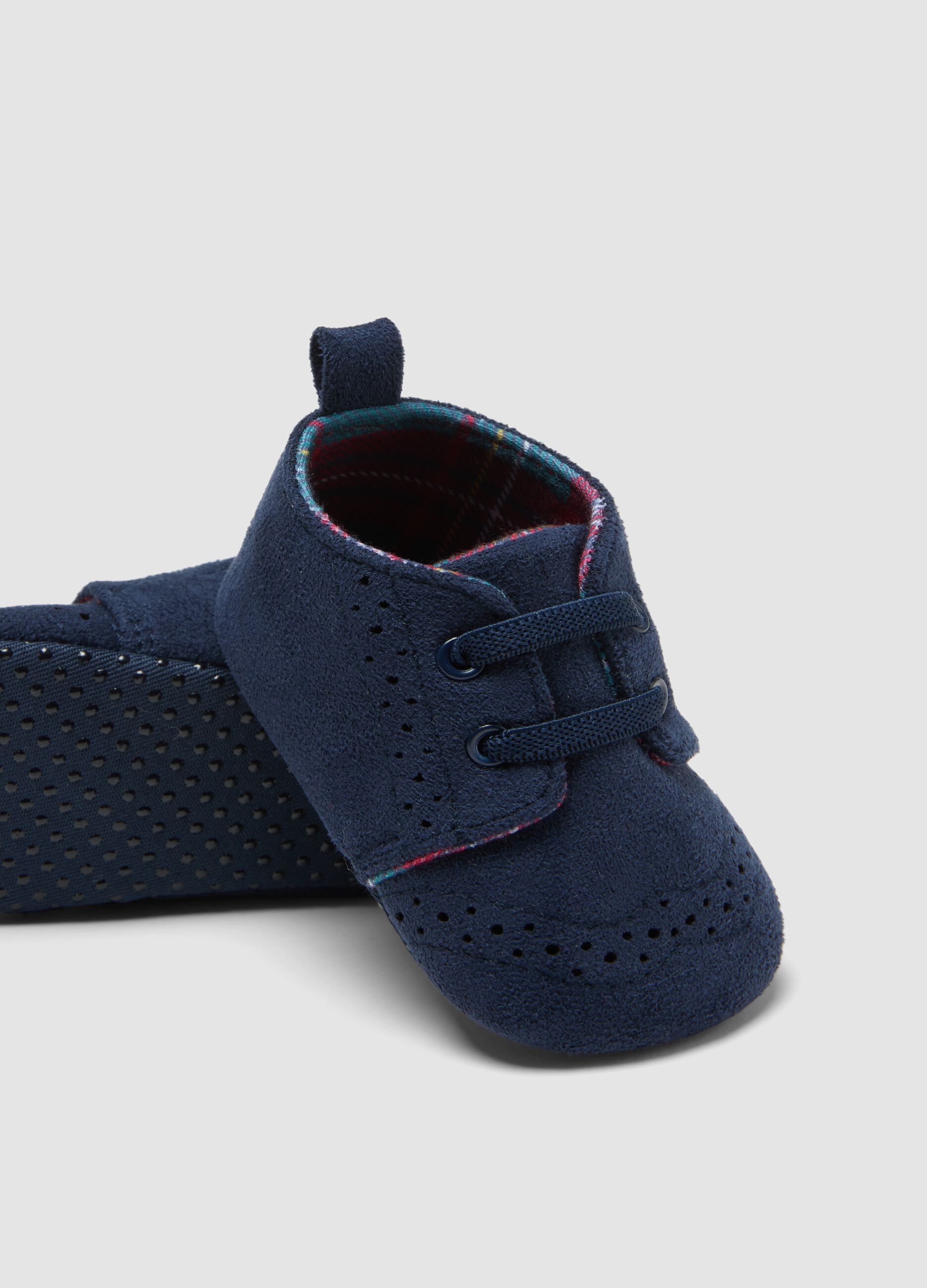 Scarpine blu con lacci elastici e fodera completa