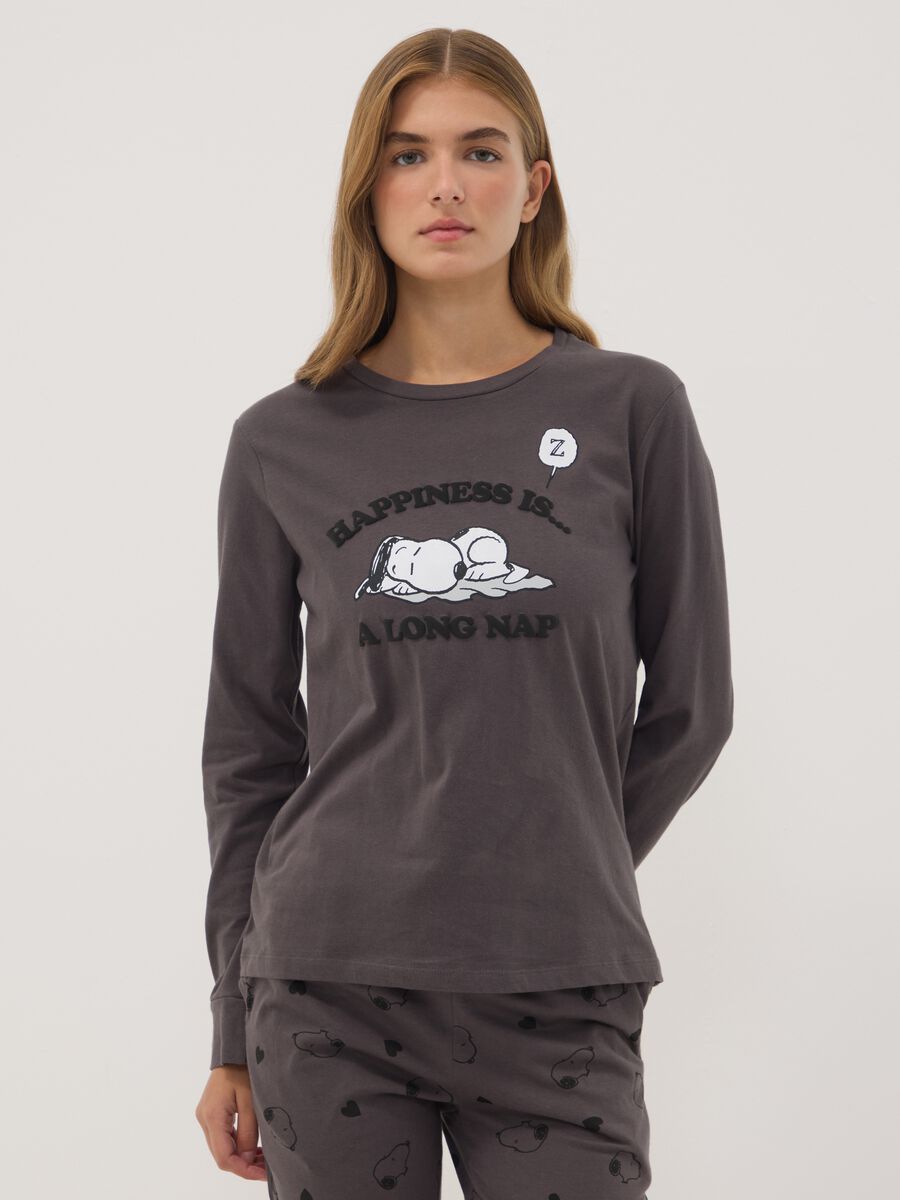 Peanuts organic cotton pyjama set in anthracite grey_1