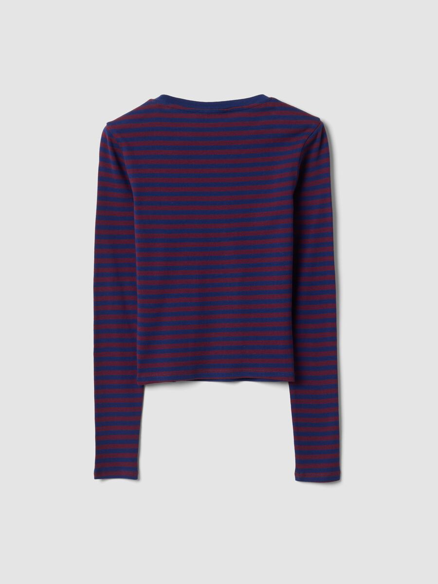 Purple pure cotton striped crew-neck T-shirt_2