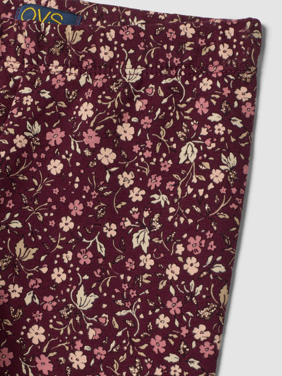 Purple skinny leggings in stretch organic cotton with floral print_2