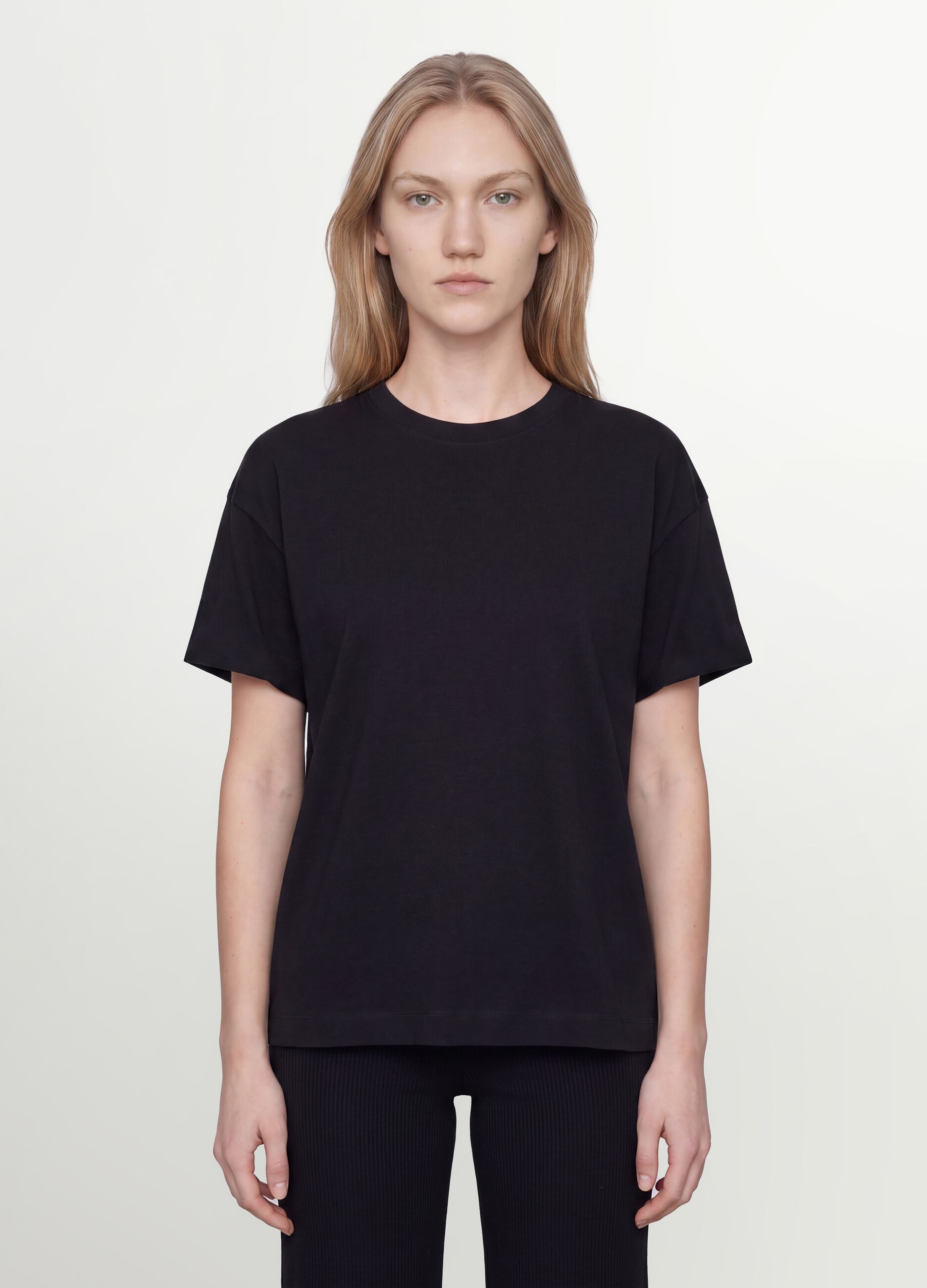 Black oversized-fit pure cotton short-sleeve T-shirt