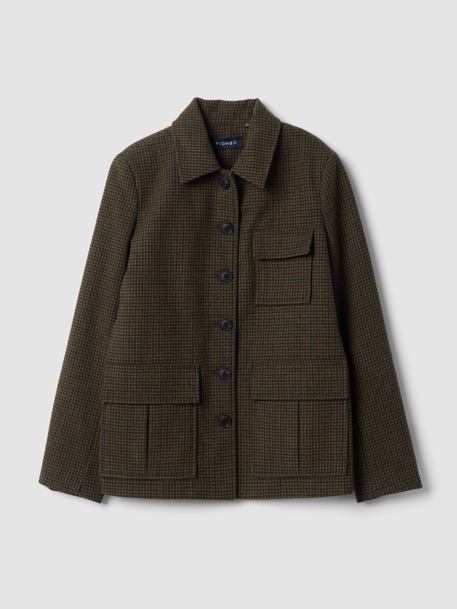 Brown, olive green and navy wool-blend blazer_0