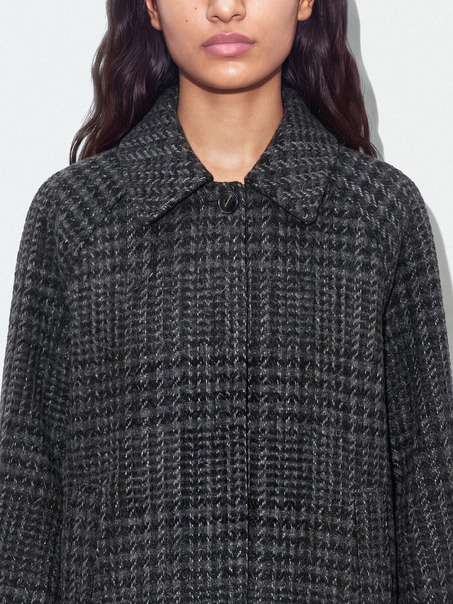Cappotto grigio in misto lana a fantasia pied de poule_2