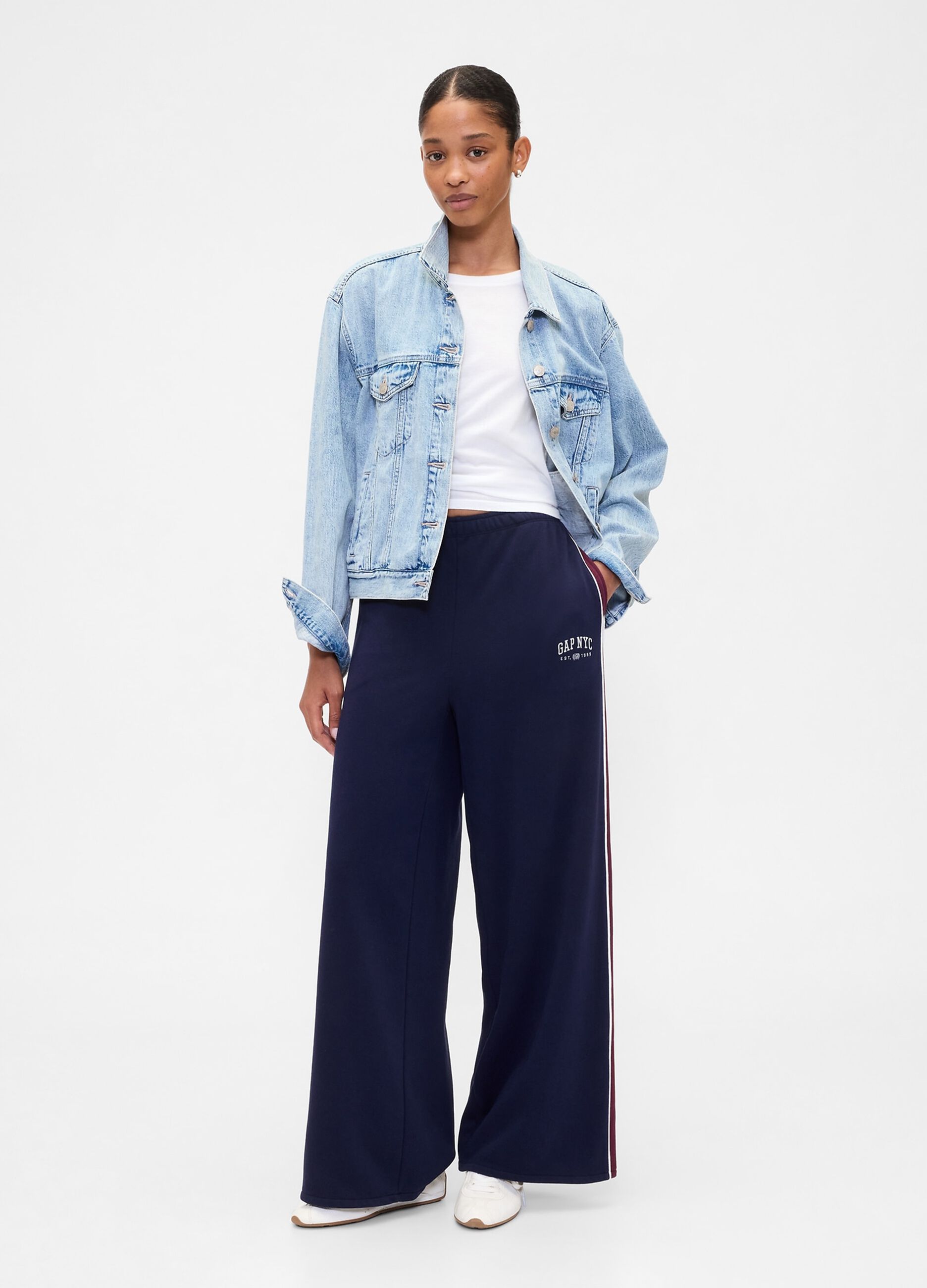 Blue cotton blend palazzo trousers