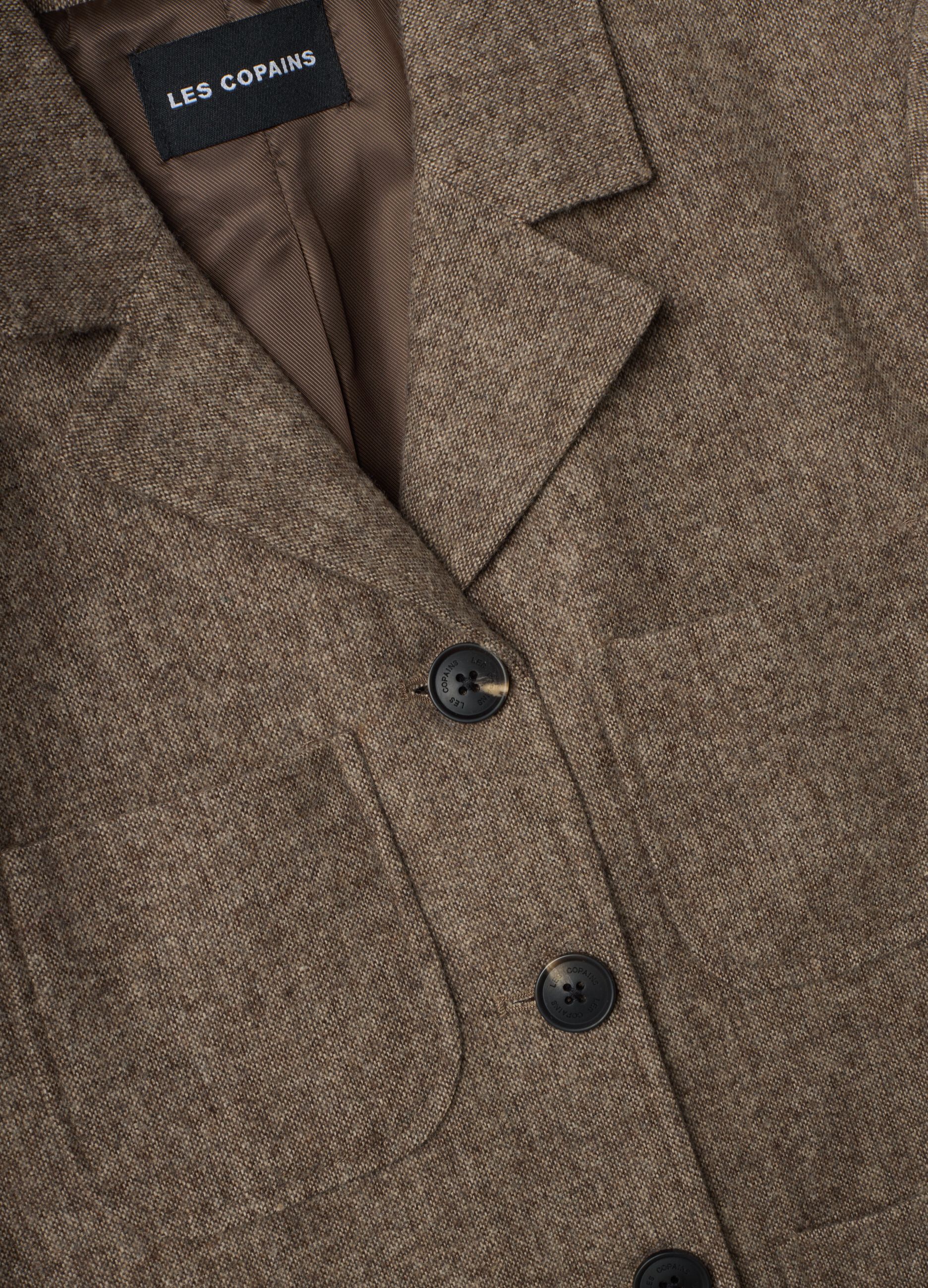 Brown wool-blend blazer with classic lapel