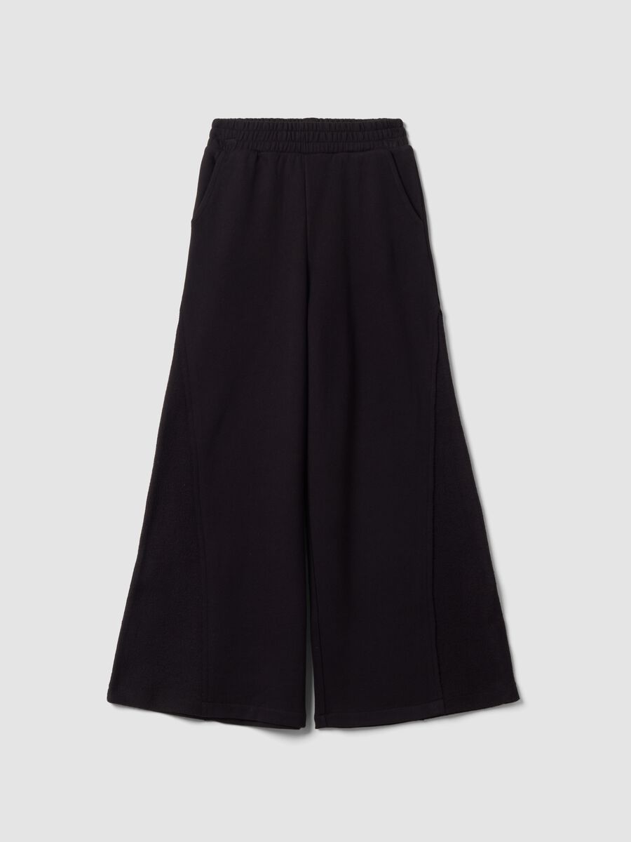 Black wide-leg trousers in pure cotton_0