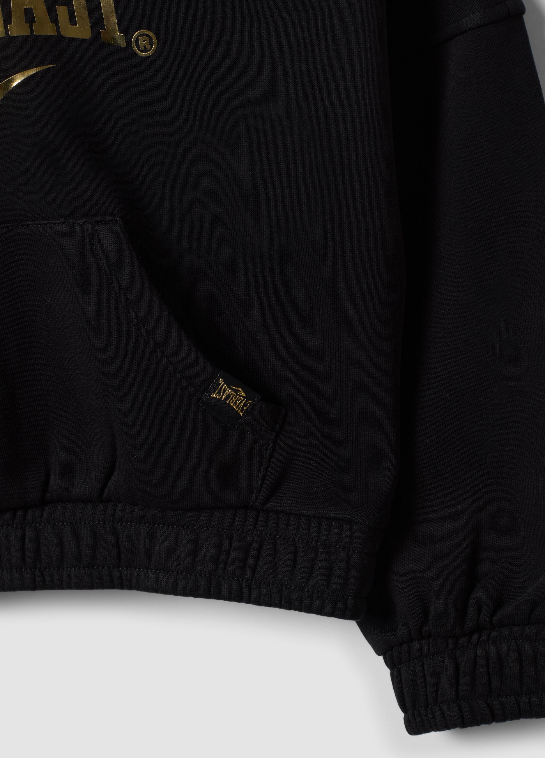Black cotton-blend hoodie with logo for girls