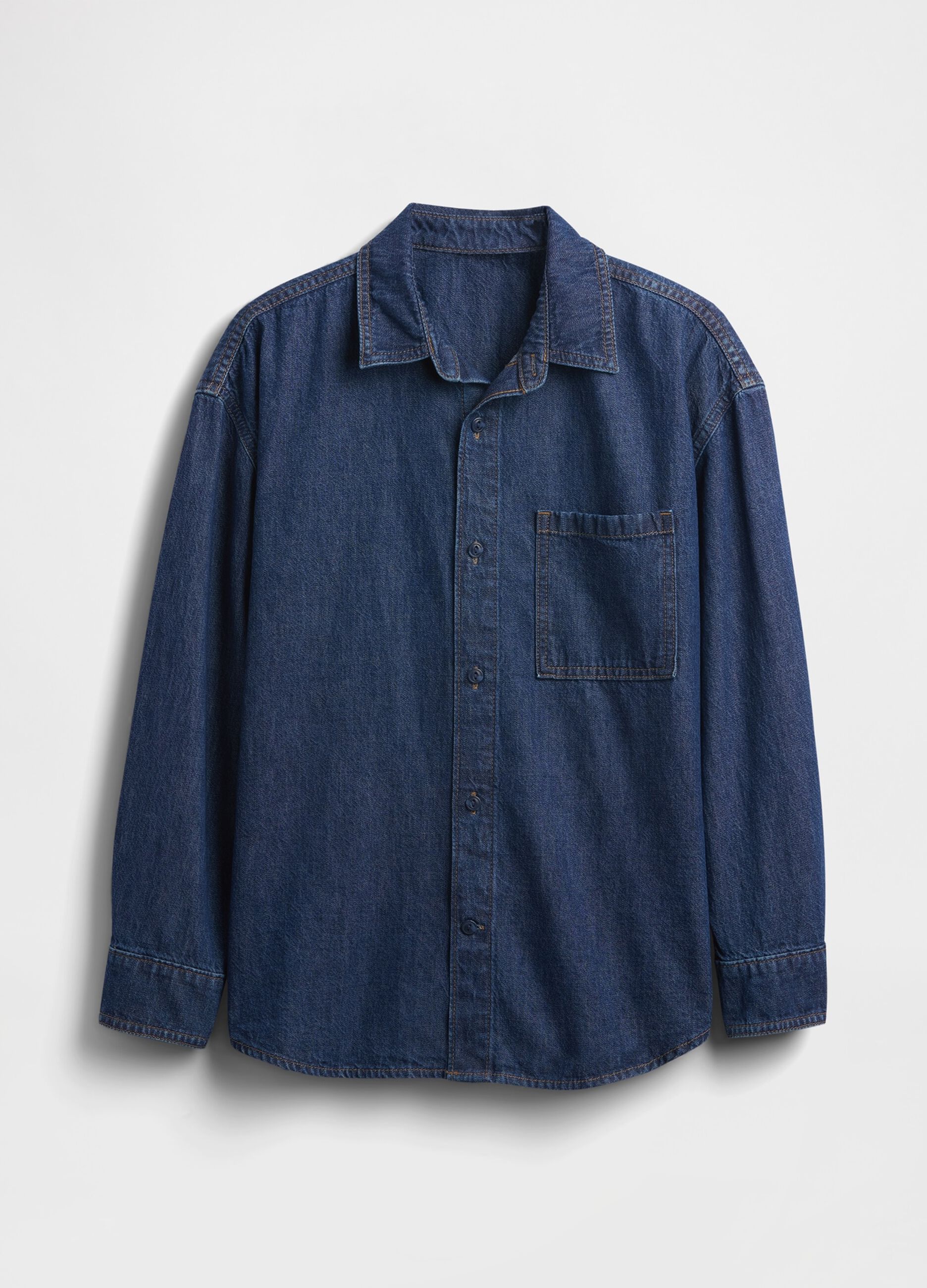 Long-sleeved denim shirt