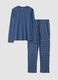 Blue pure organic cotton crew-neck pyjamas_0