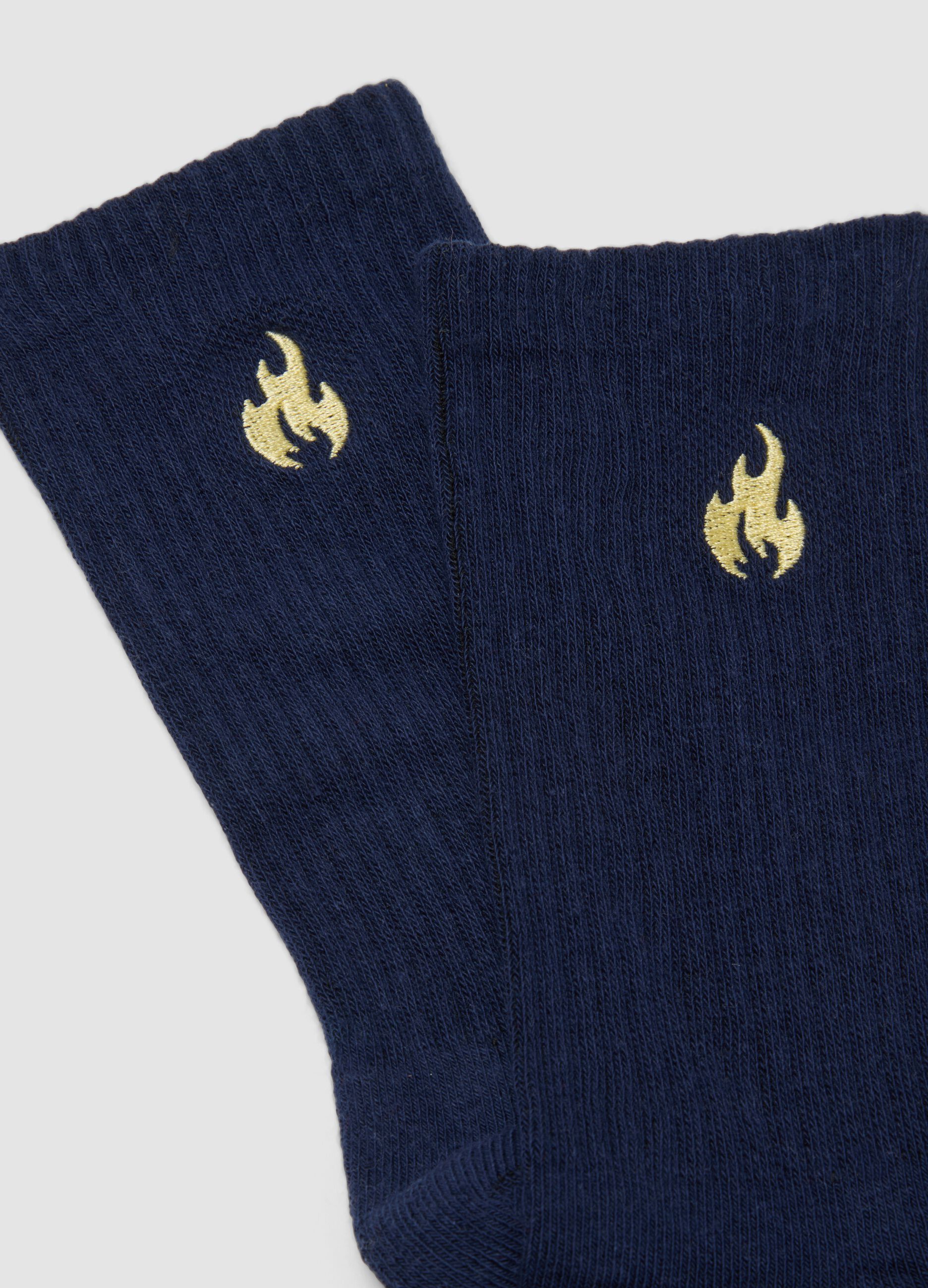 Blue stretch-cotton sports socks with embroidered logo
