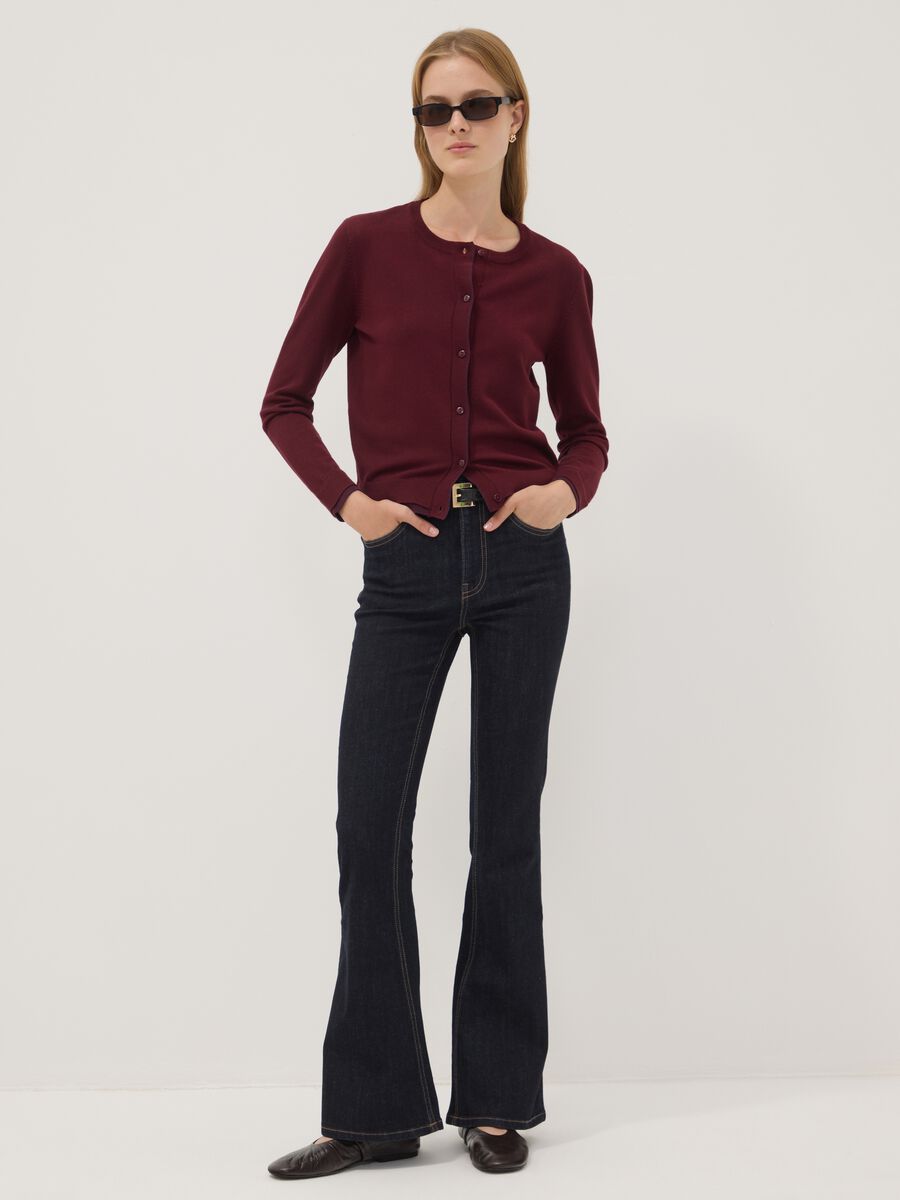 Red viscose-blend cardigan in plain knit_2