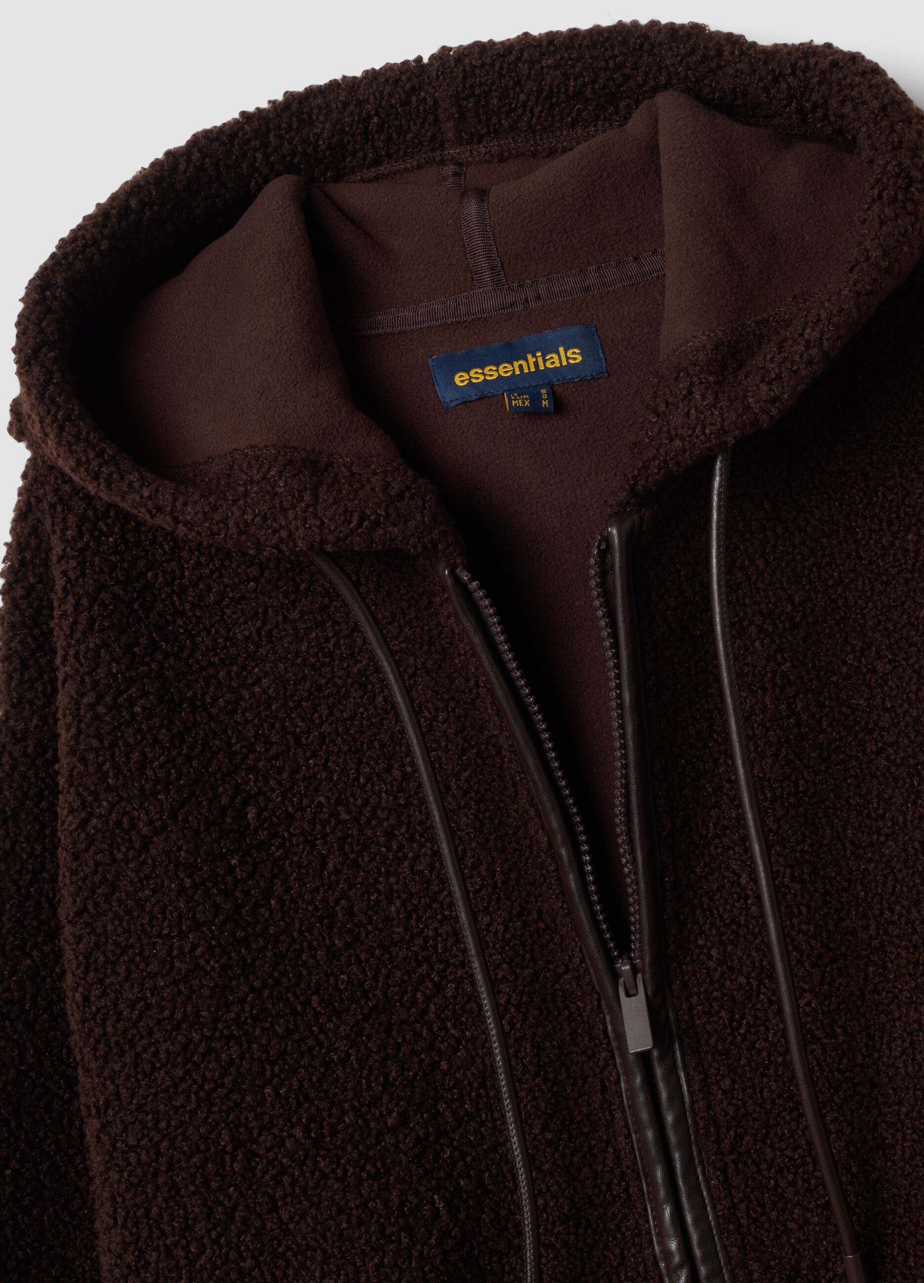 Dark brown sherpa hoodie sweatshirt with crew neck