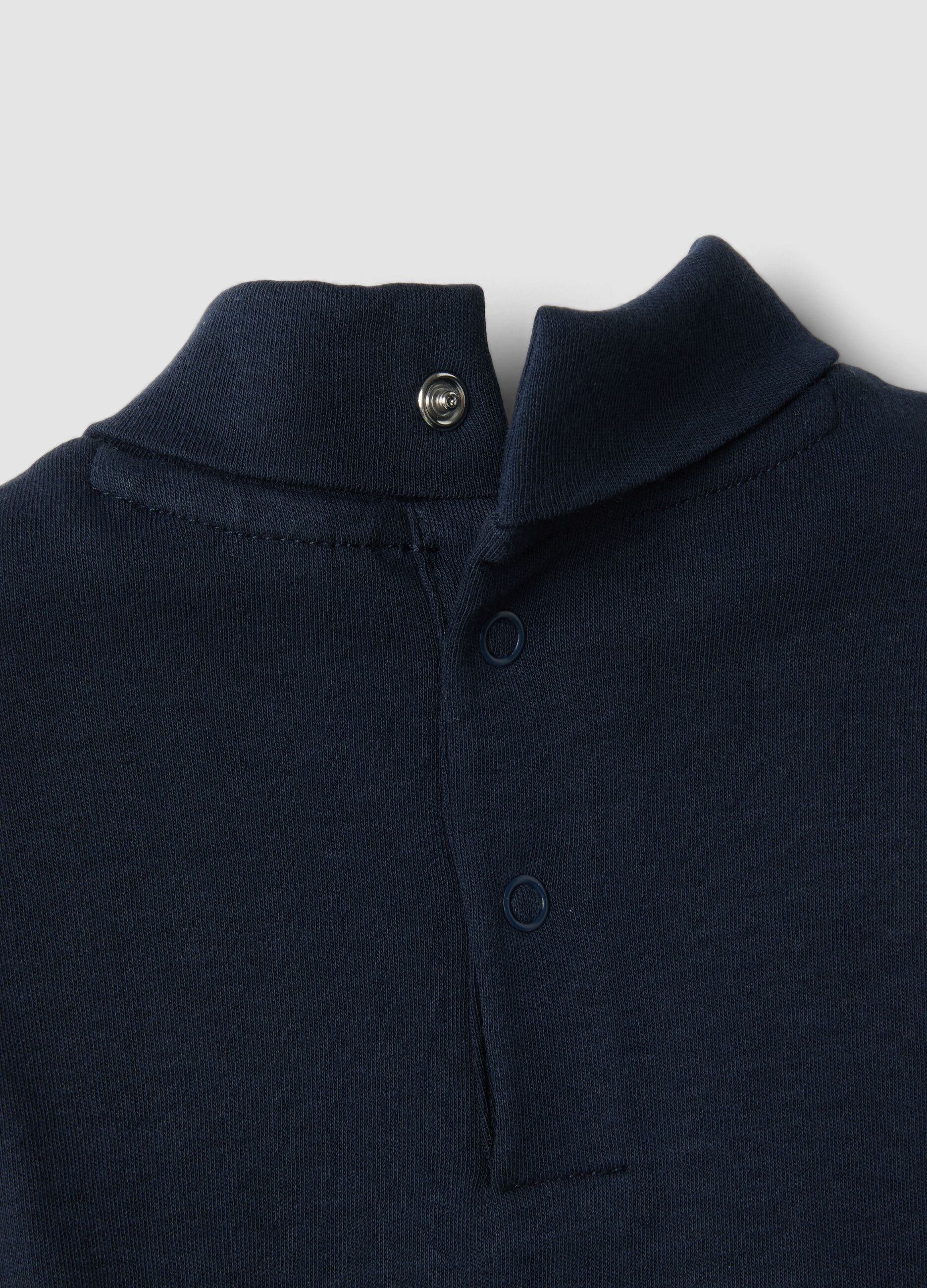 Blue organic cotton polo-neck jumper