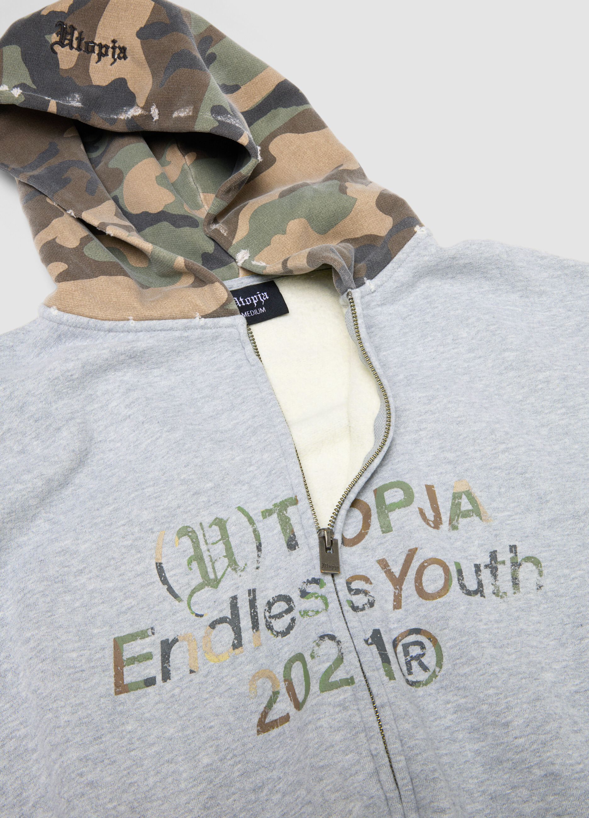 هودي بسحّاب كامل Sunfaded Grey & Camo