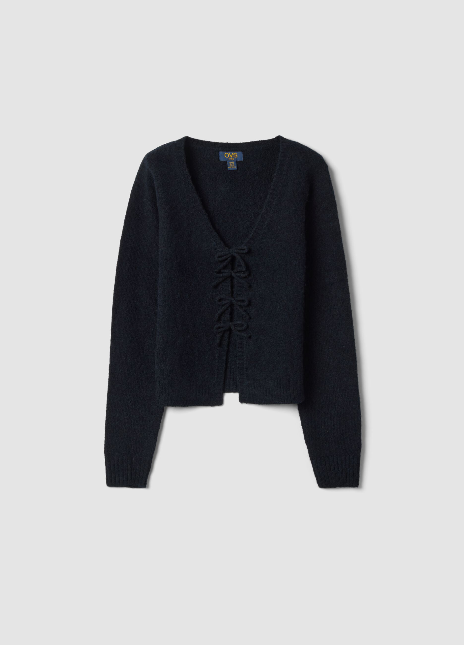 Black stretch wool cardigan, regular fit