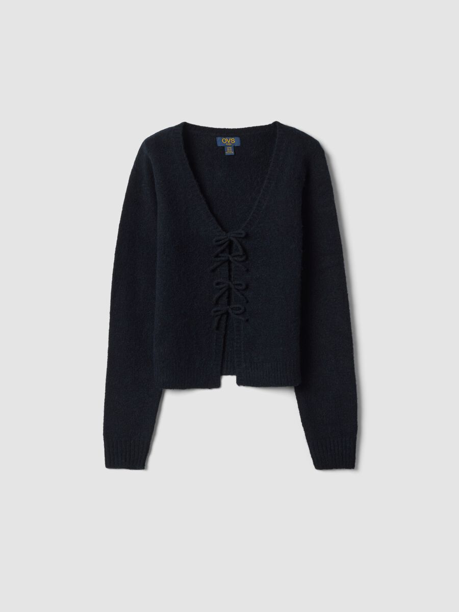 Black stretch wool cardigan, regular fit_0