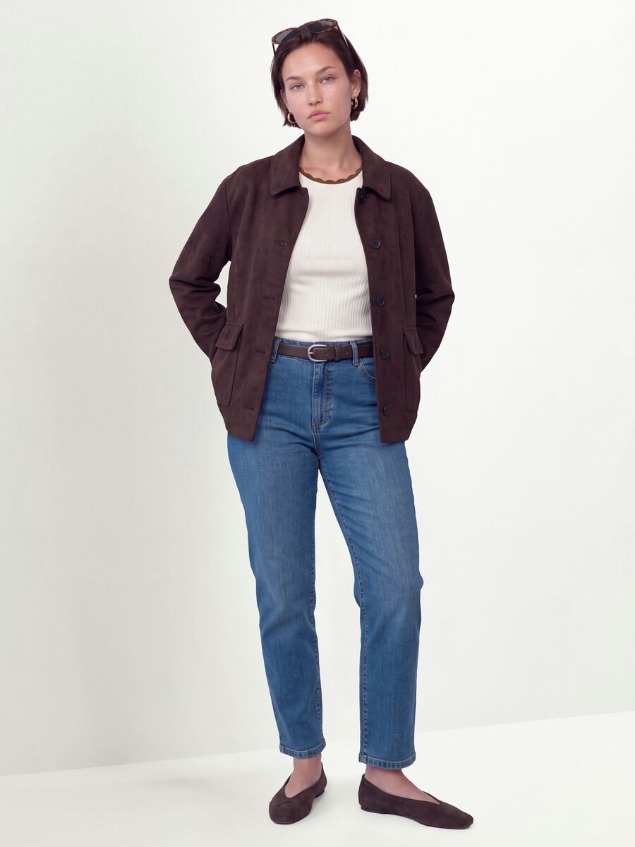 Blue denim slim-fit stretch cotton jeans_0