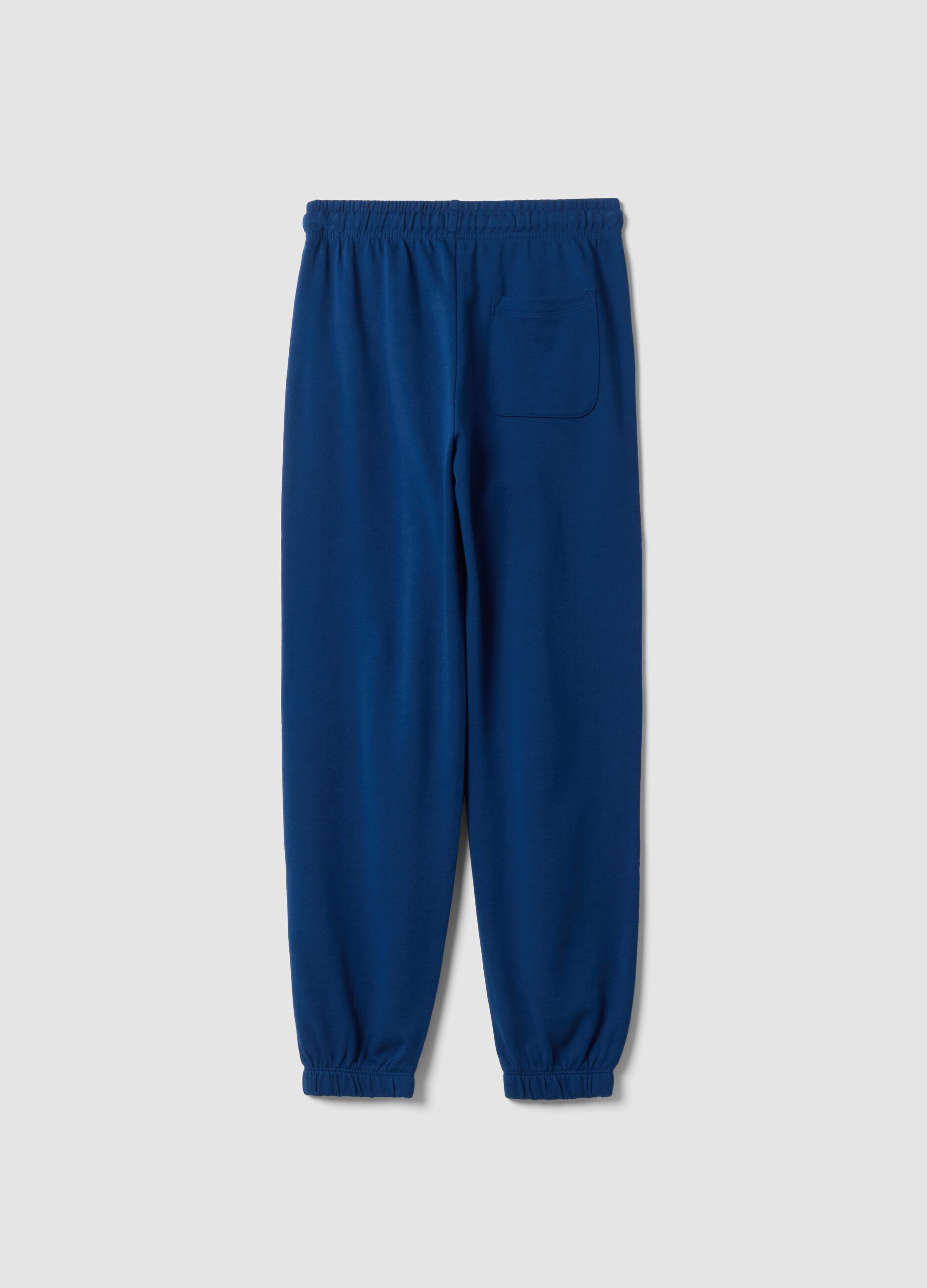 Pantaloni jogger blu in puro cotone