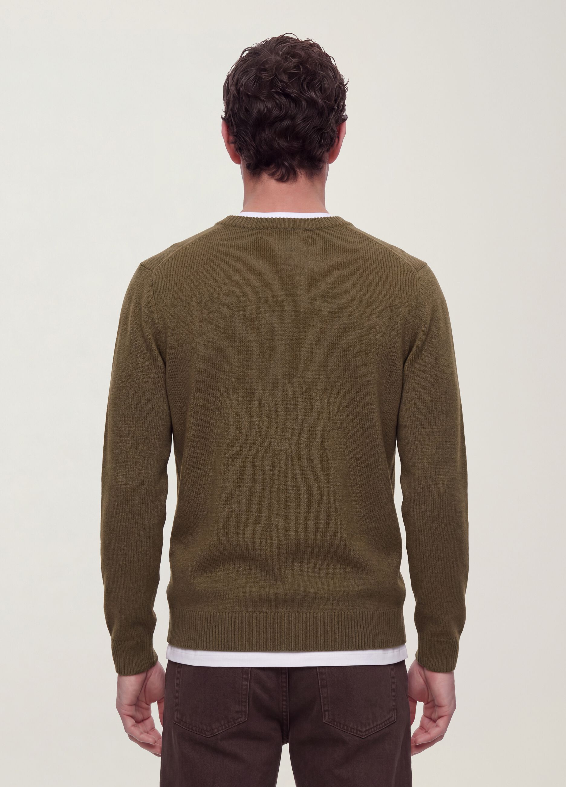 Maglia verde girocollo in jersey knit regular fit
