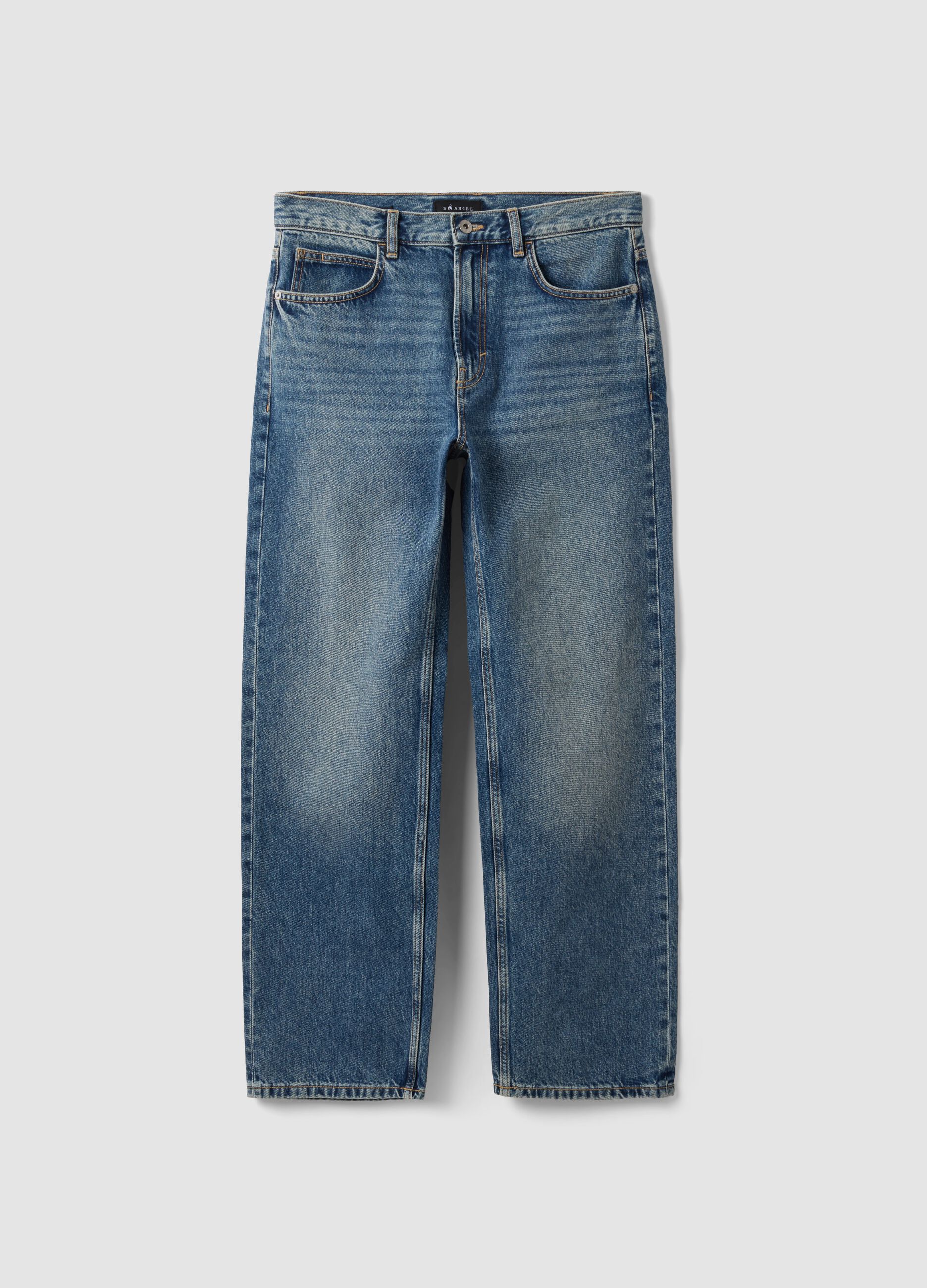 Blue denim jeans in pure cotton, loose fit