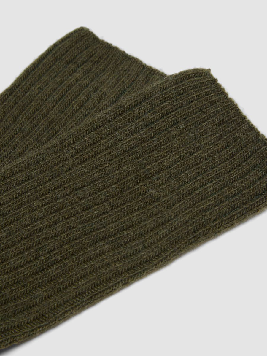 Green ribbed socks in wool, viscose and stretch cashmere_2